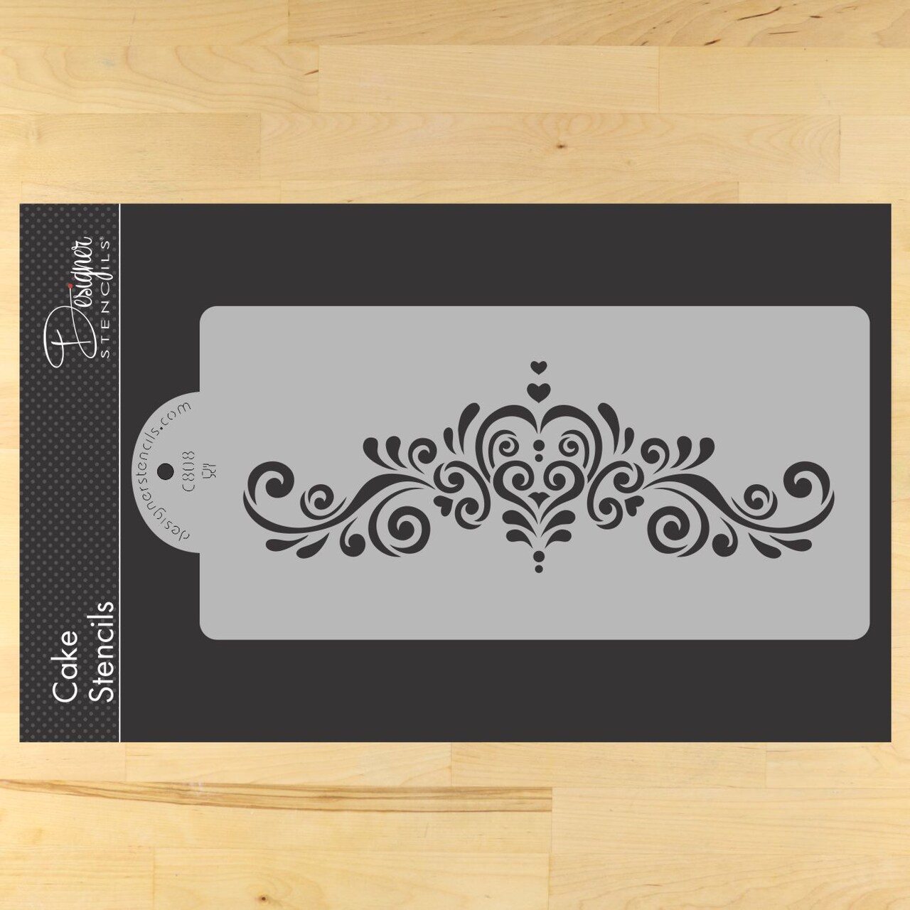 Amore Cake Stencil Side | C808 by Designer Stencils | Cake Decorating Tools |